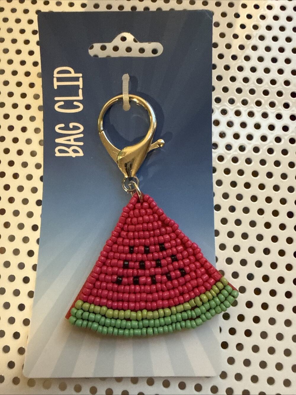 Beaded Watermelon Slice Bag Clip Keychain Kalan